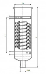 Охладитель DN PZ 200, длина 650 мм, 2 отвода DN 25 KZA, , вес 10,3 кг