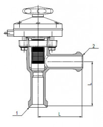 Запирающий клапан угловой, DN 25 RK/RK, с пневматическим управлением