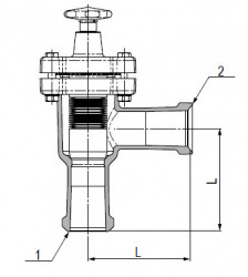 Запирающий клапан угловой, DN 50 KZA/KZB, с ручным управлением