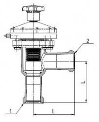 Запирающий клапан угловой, DN 50 KZB/KZA, с пневматическим управлением