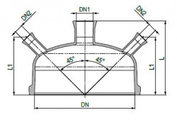 Крышка с плоским шлифом PZ DN 150 и отводами со шлифами RK, DN1 25