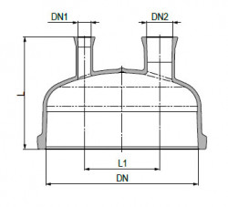 Крышка с плоским соединением PZ DN 200 и двумя отводами с коническим соединением RK