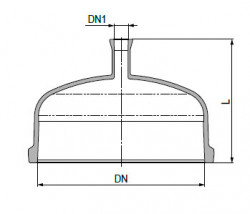 Крышка с плоским соединением PZ, DN 400, и отводом с коническим соединением RK