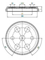 Универсальная крышка с семью отверстиями, DN PZ 300, вид 2