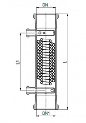 Охладитель DN PZ 100, длина 500 мм, 2 отвода DN 25 KZA