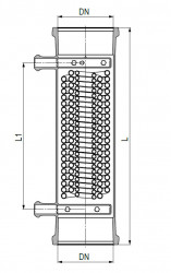 Охладитель DN PZ 150, длина 150 мм, 2 отвода DN 25 KZA