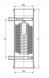 Охладитель DN PZ 200, длина 650 мм, 2 отвода DN 25 KZA, вес 10,8 кг