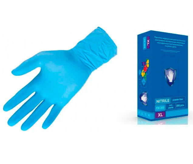 Перчатки нитриловые Safe&Care XL (9 и более) эластичные голубые 100 пар