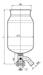 Технологический сосуд для использования с донным клапаном RK, объем 50 л