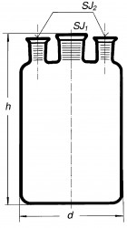 Бутыль Вульфа с 3 горловинами, 1000 мл, без крана (Склянка-аспиратор)