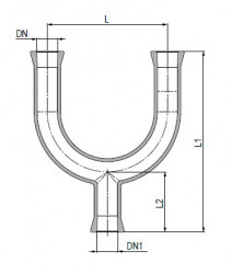 Трубка U-образная с нижним выходом, DN RK 50, DN1 RK 50