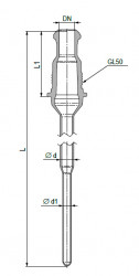 Защитная гильза для термометра, L 650 мм, резьба GL
