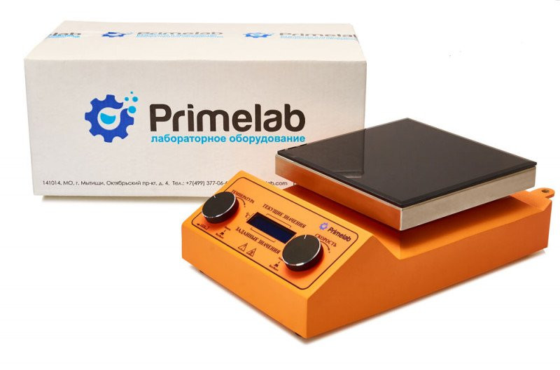Комплект: программируемая мешалка с подогревом Primelab PL-HR-steps, датчик PT1000, штатив Primelab