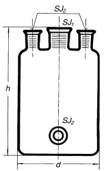 Бутыль Вульфа с 3 горловинами, 5000 мл, с нижним выходом (Склянка-аспиратор)