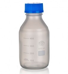 Бутылка для реактивов, пластиковое покрытие, синяя пробка с кольцом, 250 мл