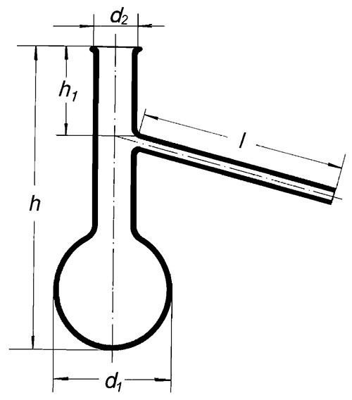 Колба фракционная, 50 мл, с боковым отводом в средней части горловины ...